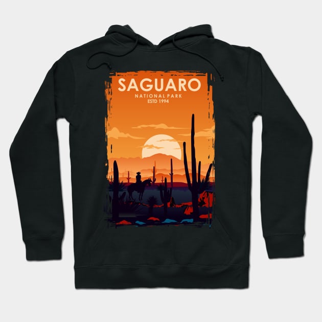 Saguaro National Park Vintage Minimal travel poster Hoodie by jornvanhezik